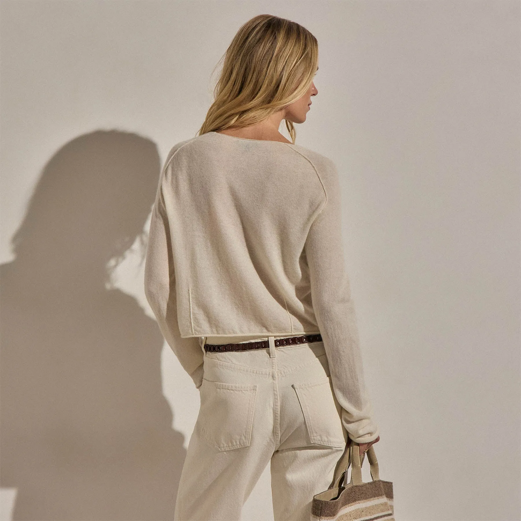Cashmere Raglan Cardigan - Ecru sold by James Perse product image thumbnail 4