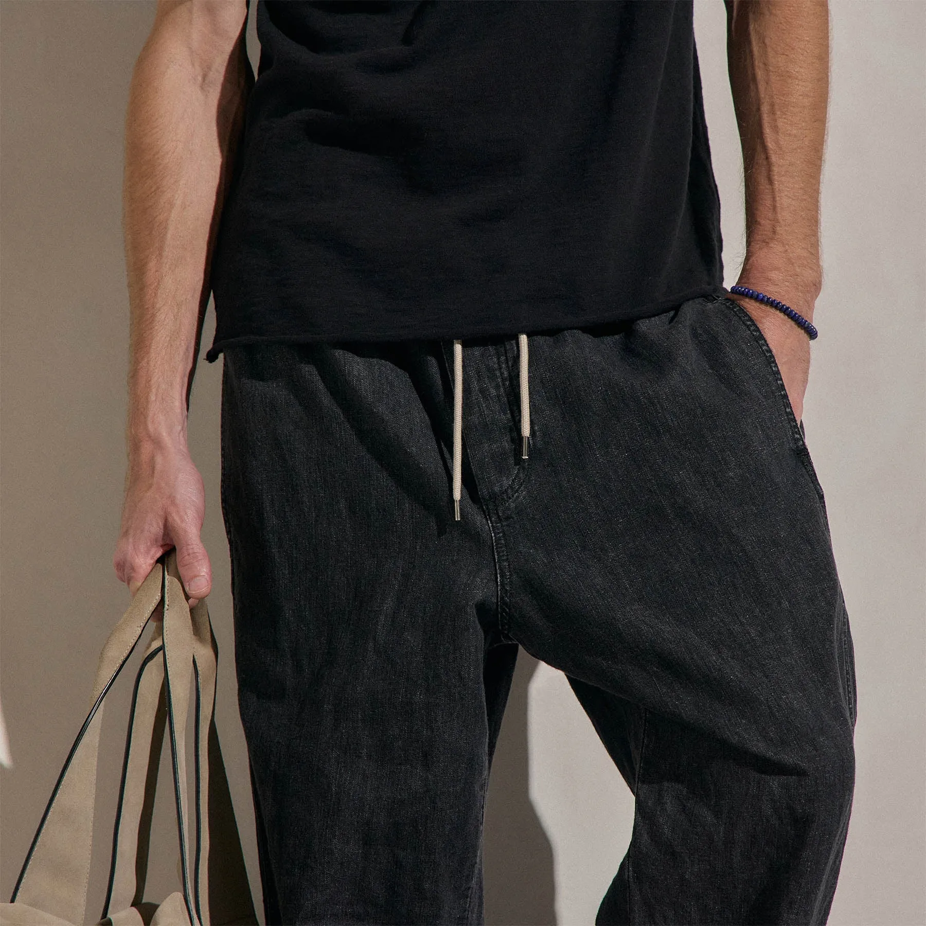 Linen Denim Drawstring Jogger - Black Wash sold by James Perse product image thumbnail 4