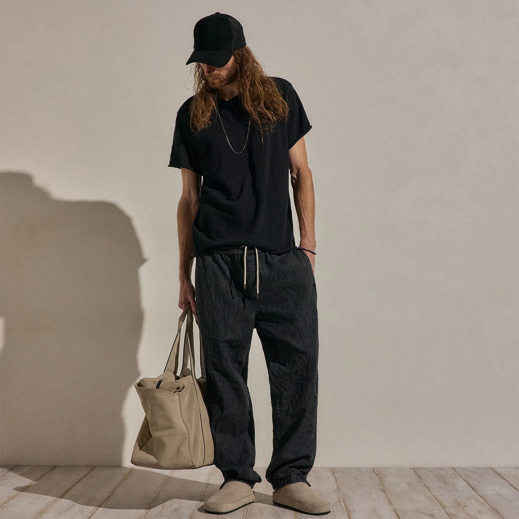 Linen Denim Drawstring Jogger - Black Wash sold by James Perse product image thumbnail 3