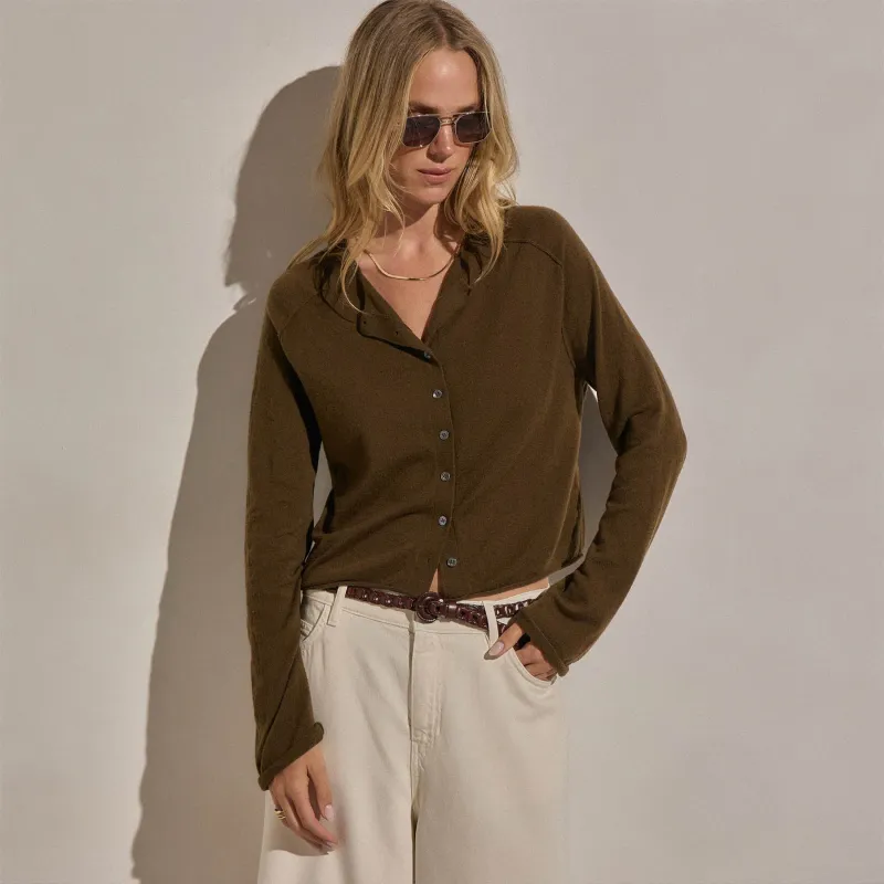 Cashmere Raglan Cardigan - Cocoa made by James Perse