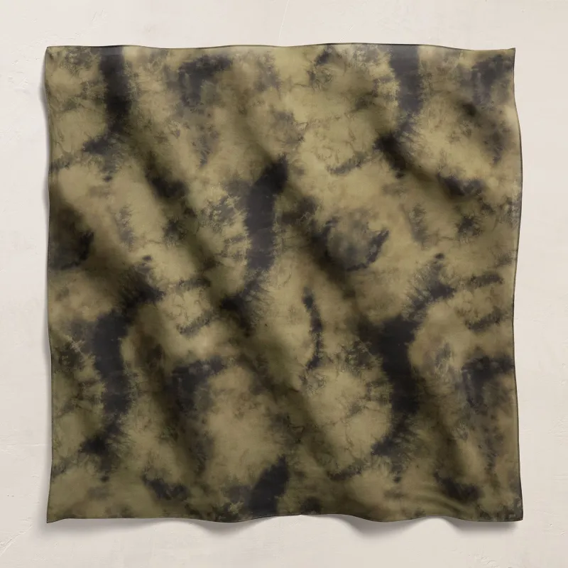 Printed Washed Silk Scarf - Tie Dye Green made by James Perse
