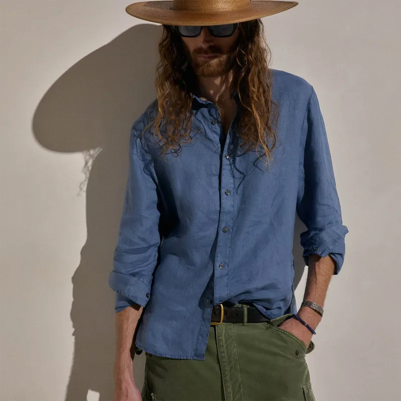 Lightweight Linen Shirt - Danube Pigment made by James Perse
