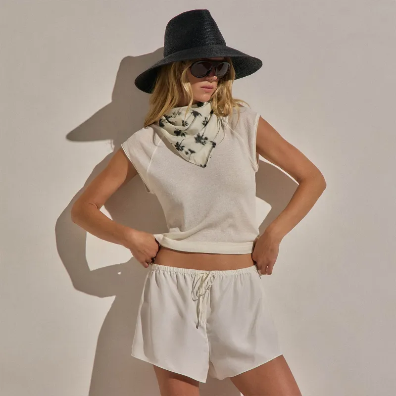 Cotton Cashmere Ribbed Raglan Tee - White made by James Perse