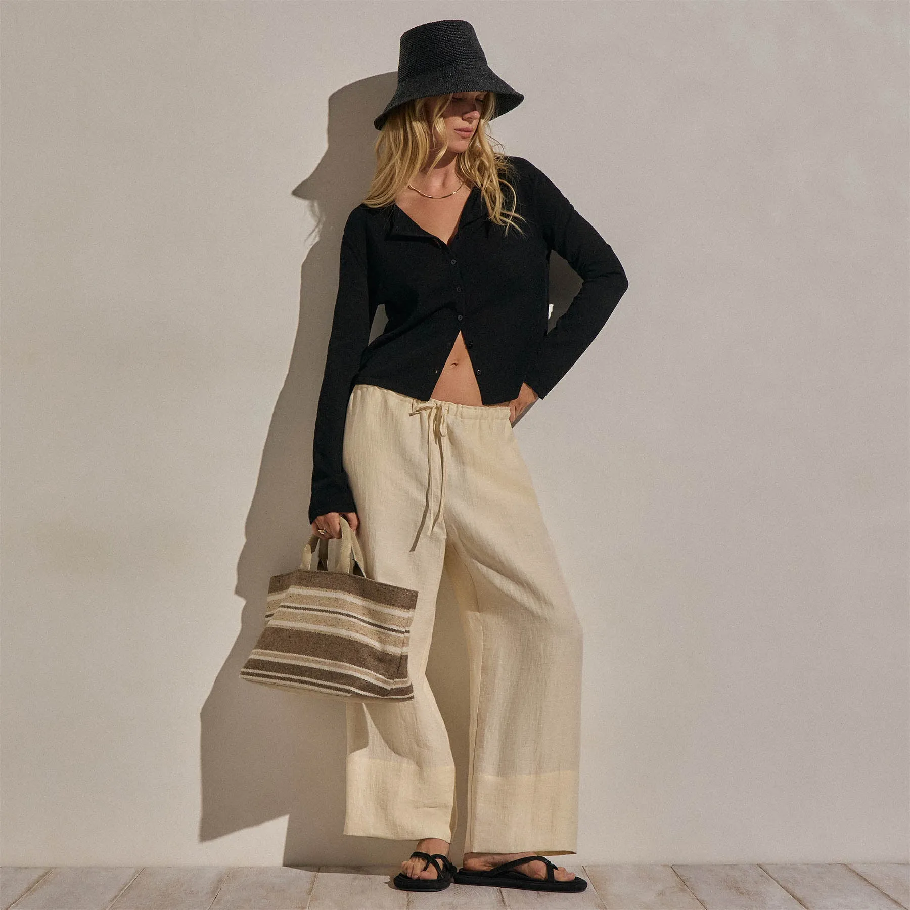 Linen Wide Cuff Pant - Ecru sold by James Perse product image thumbnail 3