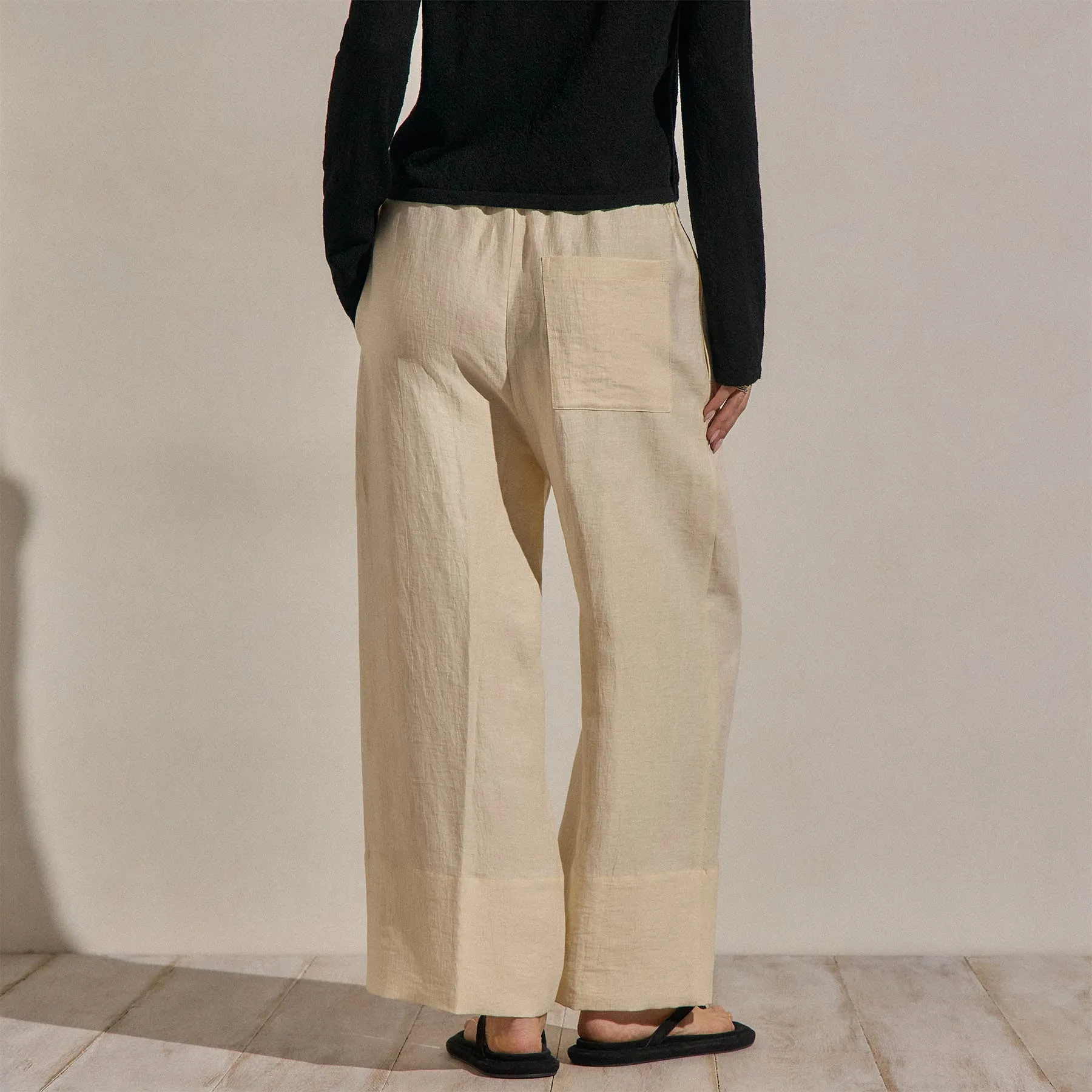 Linen Wide Cuff Pant - Ecru sold by James Perse product image thumbnail 4