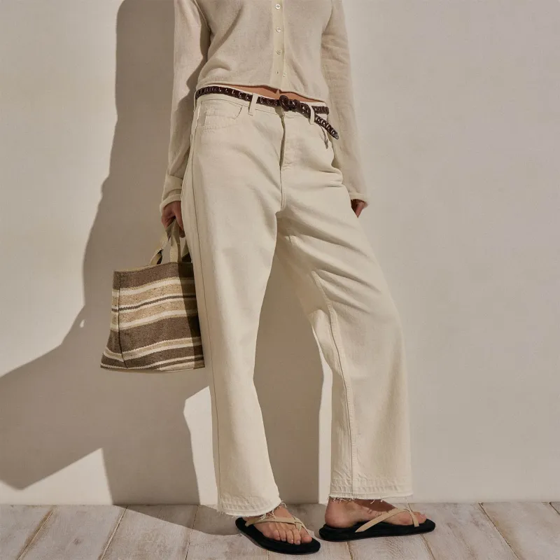Relaxed Straight Cropped Jean - Ecru made by James Perse