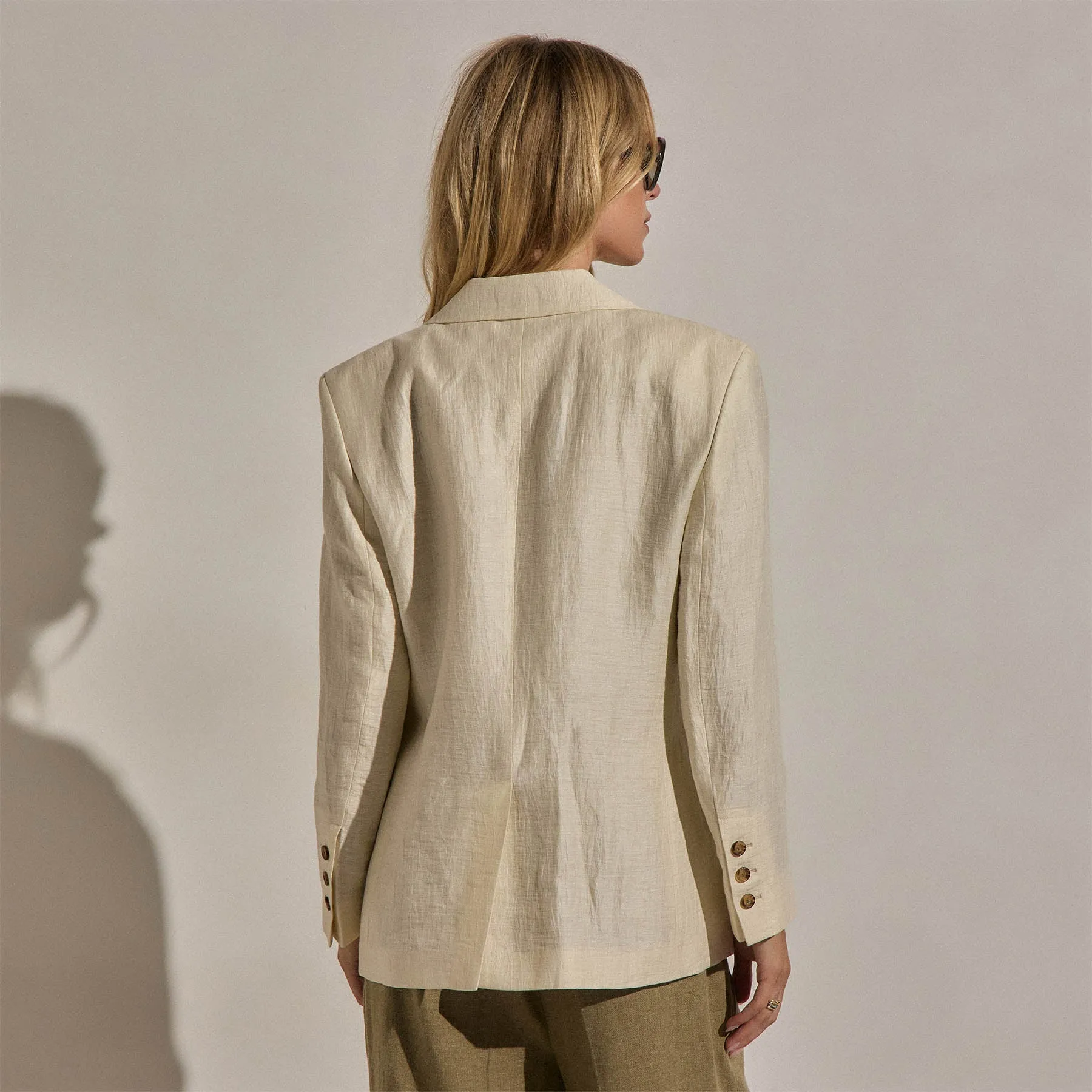Crinkle Linen Relaxed Blazer - Ecru sold by James Perse product image thumbnail 5