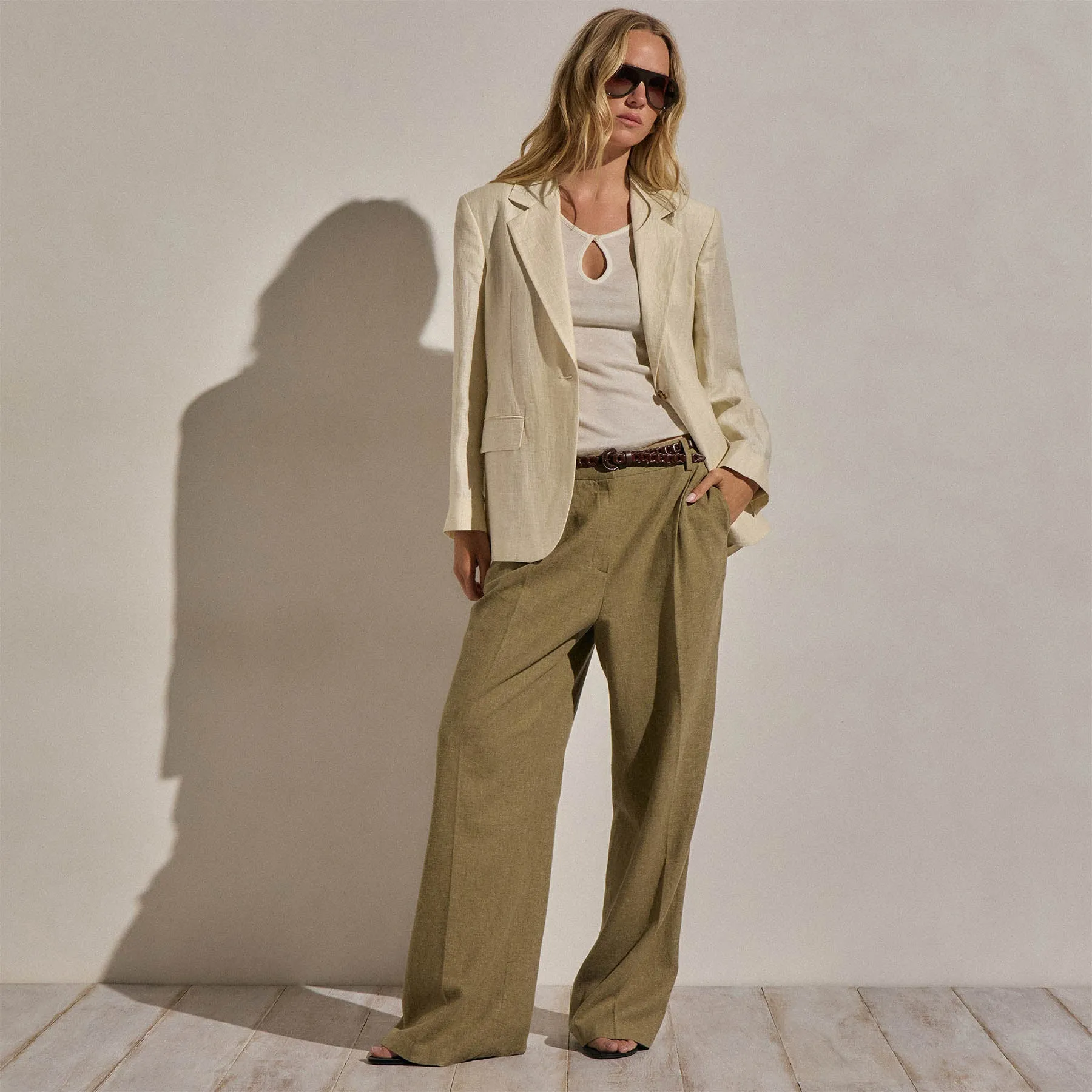 Crinkle Linen Relaxed Blazer - Ecru sold by James Perse product image thumbnail 3
