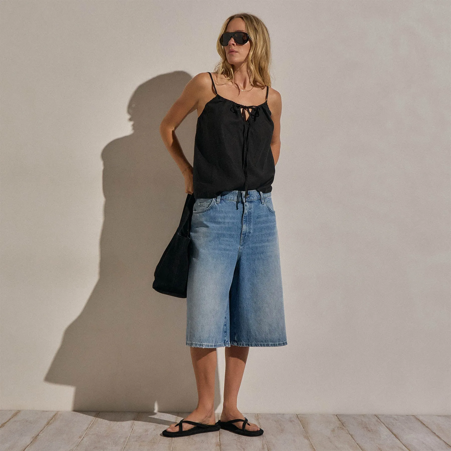 Denim Wide Leg Bermuda Short - Sky Wash sold by James Perse product image thumbnail 3