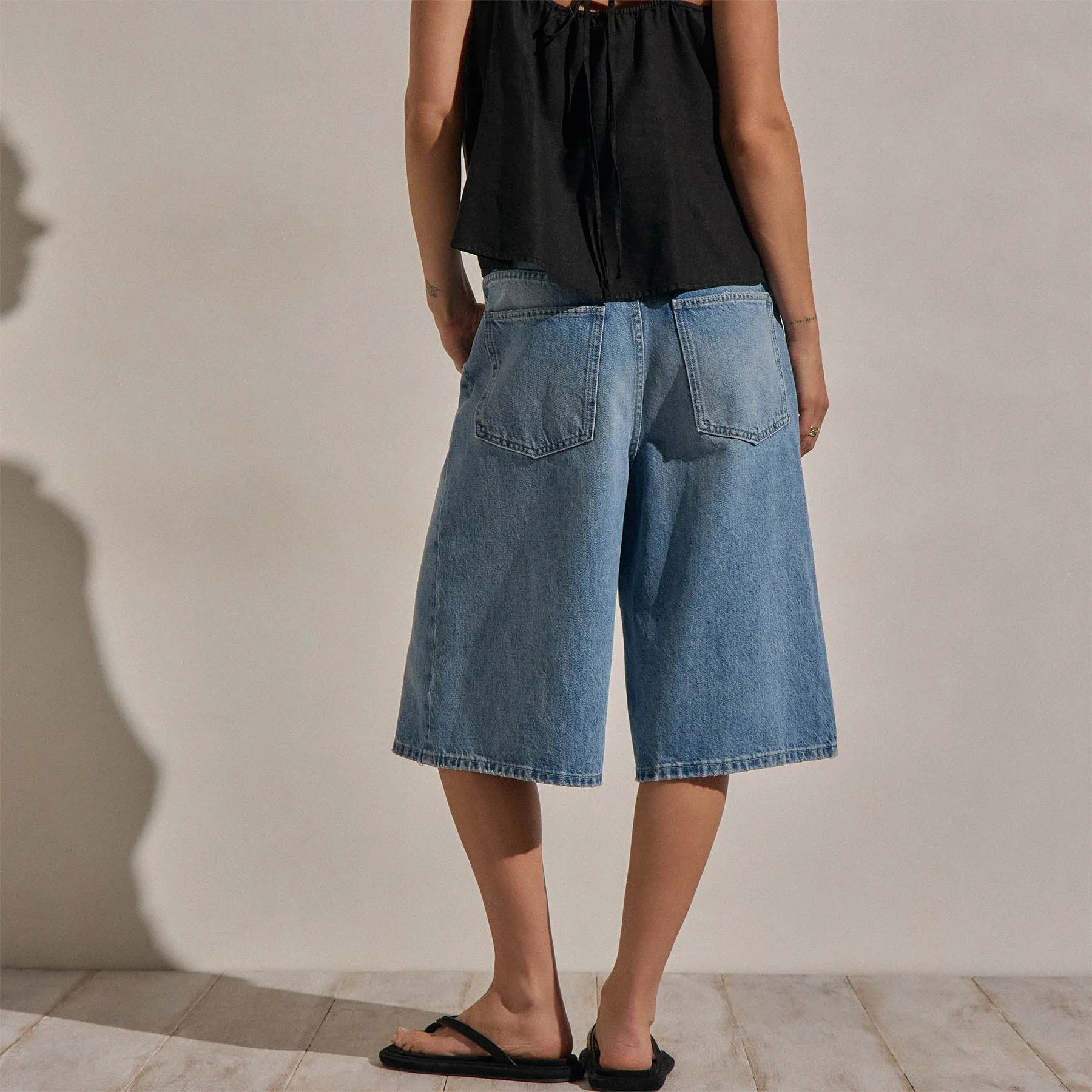 Denim Wide Leg Bermuda Short - Sky Wash sold by James Perse product image thumbnail 4