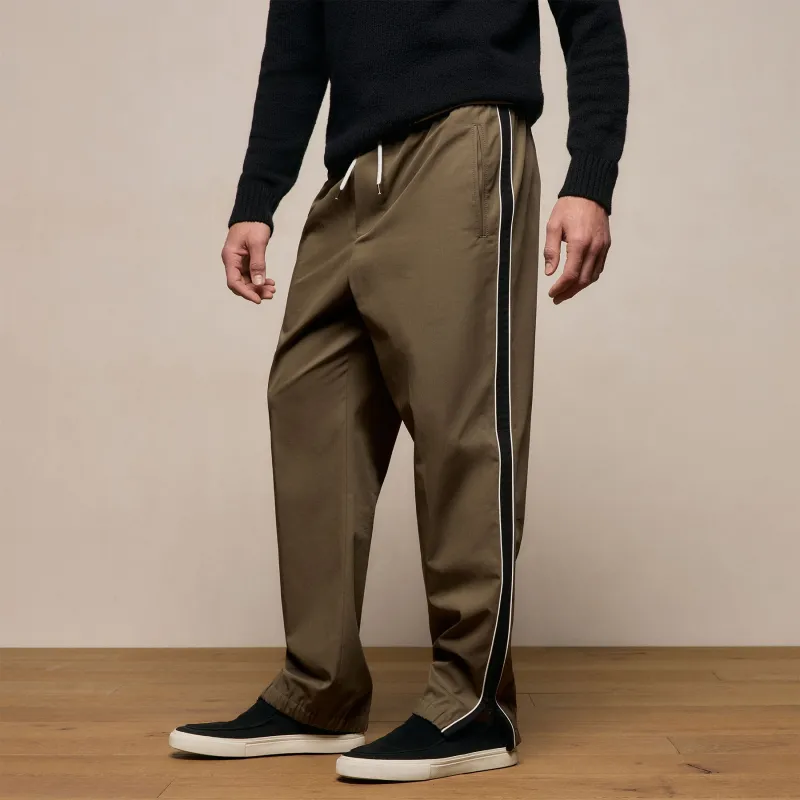 Elevated Cotton Twill Track Pant - Light Olive/Black/White made by James Perse