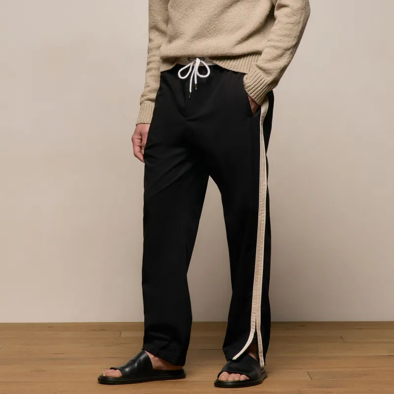 Elevated Cotton Twill Track Pant - Black/Latte/White made by James Perse
