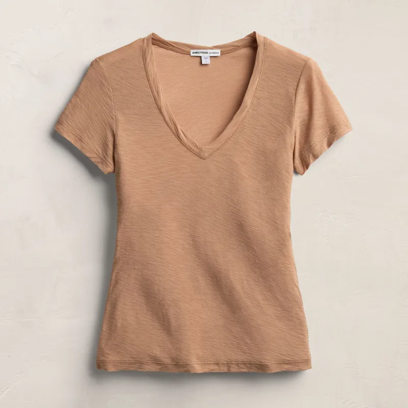 Sheer Slub V Neck - Blush made by James Perse