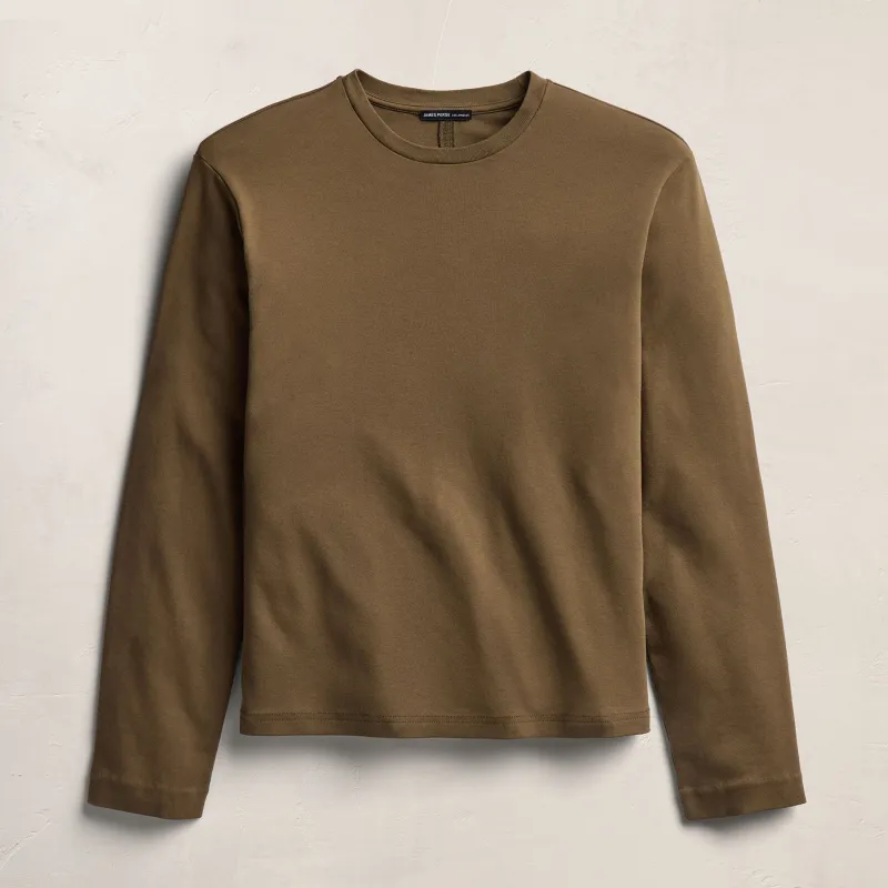 Cotton Jersey Long Sleeve Crew - Earth made by James Perse