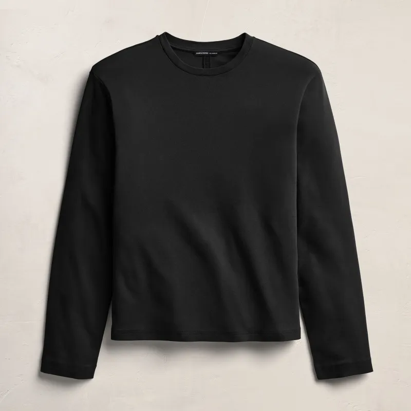 Cotton Jersey Long Sleeve Crew - Black made by James Perse