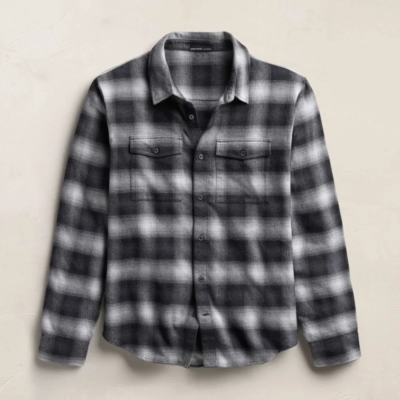 Soft Flannel Plaid Shirt - Charcoal Plaid made by James Perse