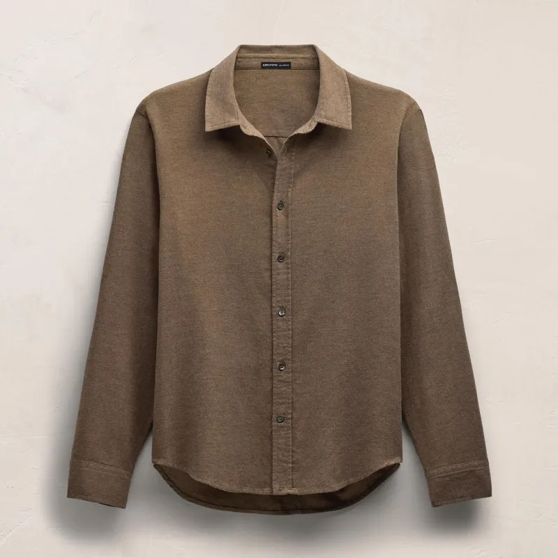 Refined Cotton Flannel Shirt - Mid Brown made by James Perse