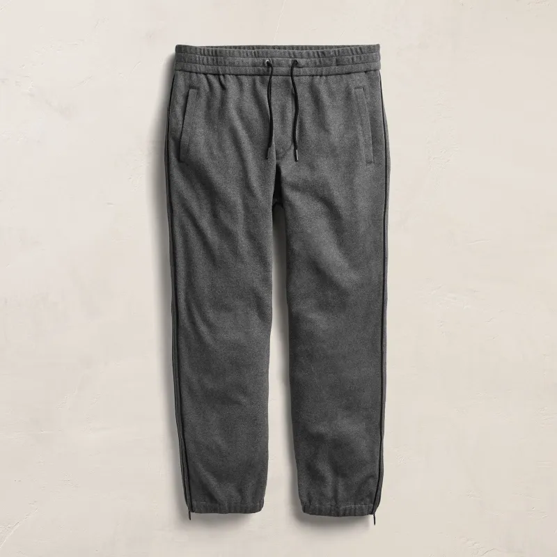 Brushed Cotton Suede Piped Track Pant - Flannel/Black made by James Perse