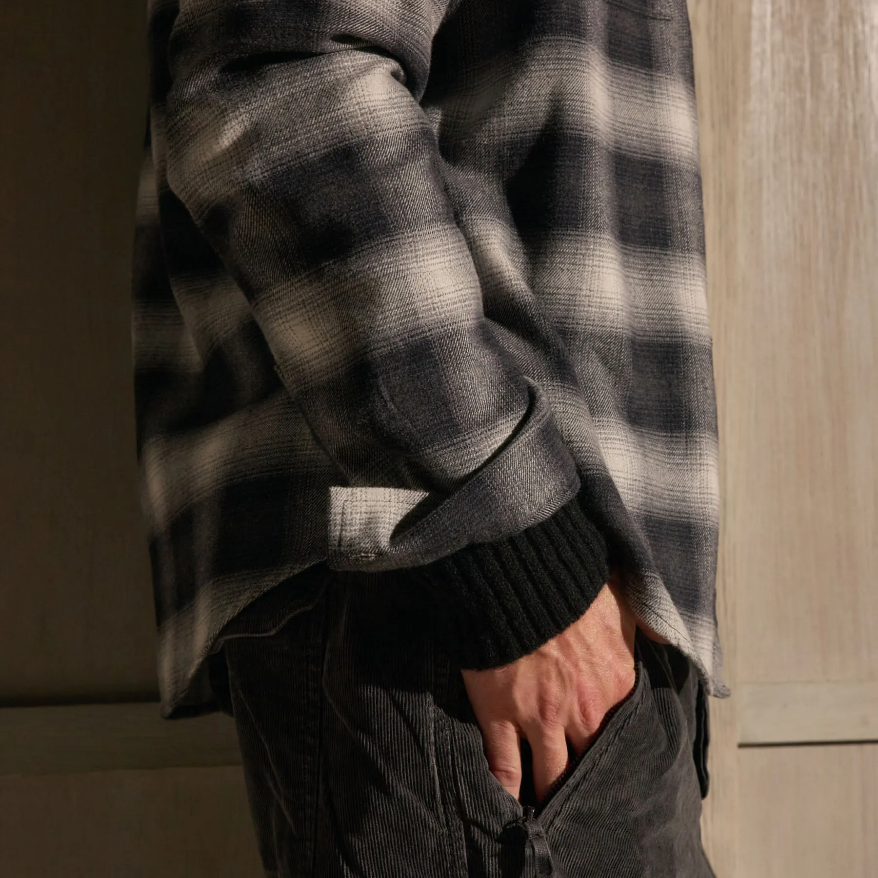 Brushed Flannel Plaid Shirt - Charcoal Plaid sold by James Perse product image thumbnail 3