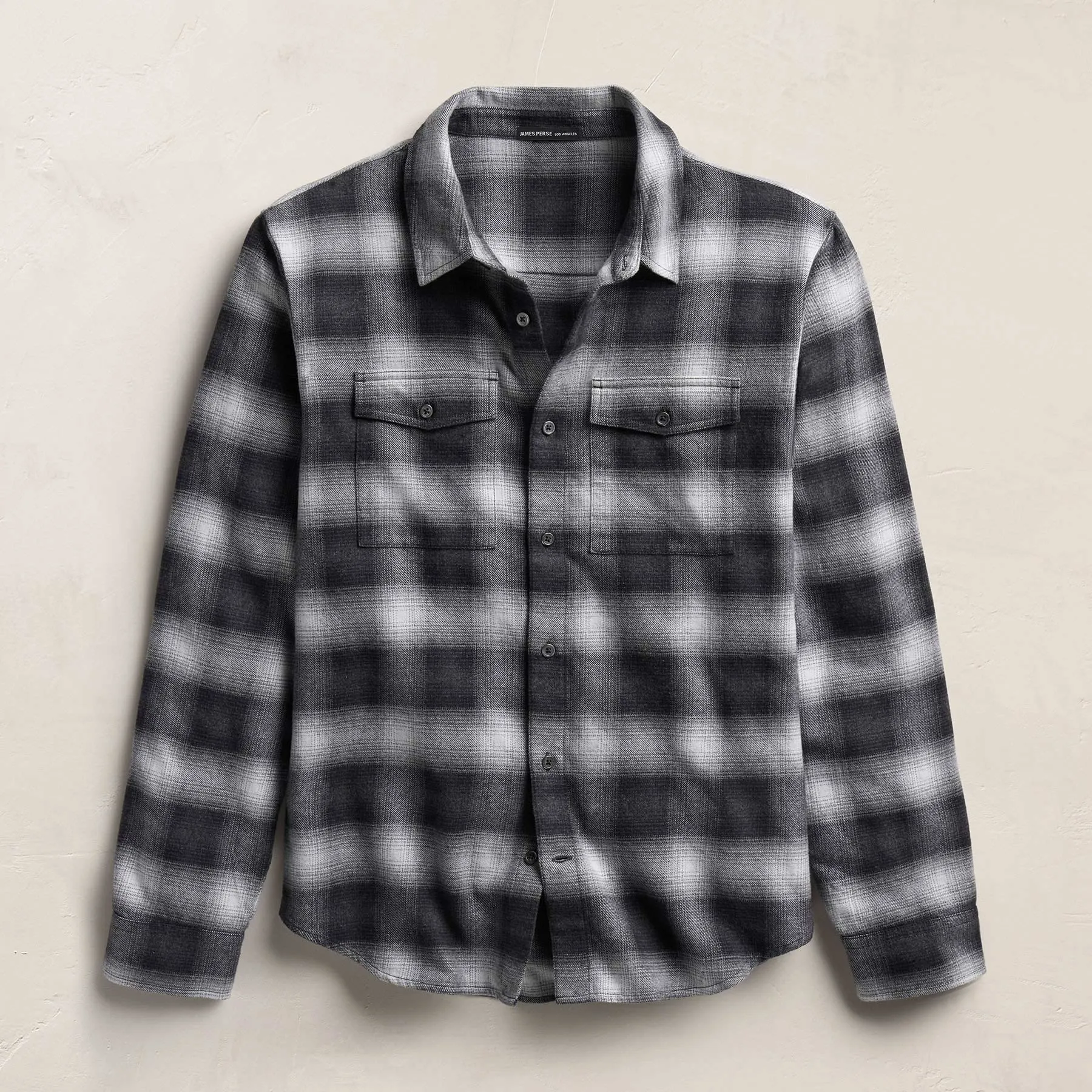 Brushed Flannel Plaid Shirt - Charcoal Plaid sold by James Perse product image thumbnail 2