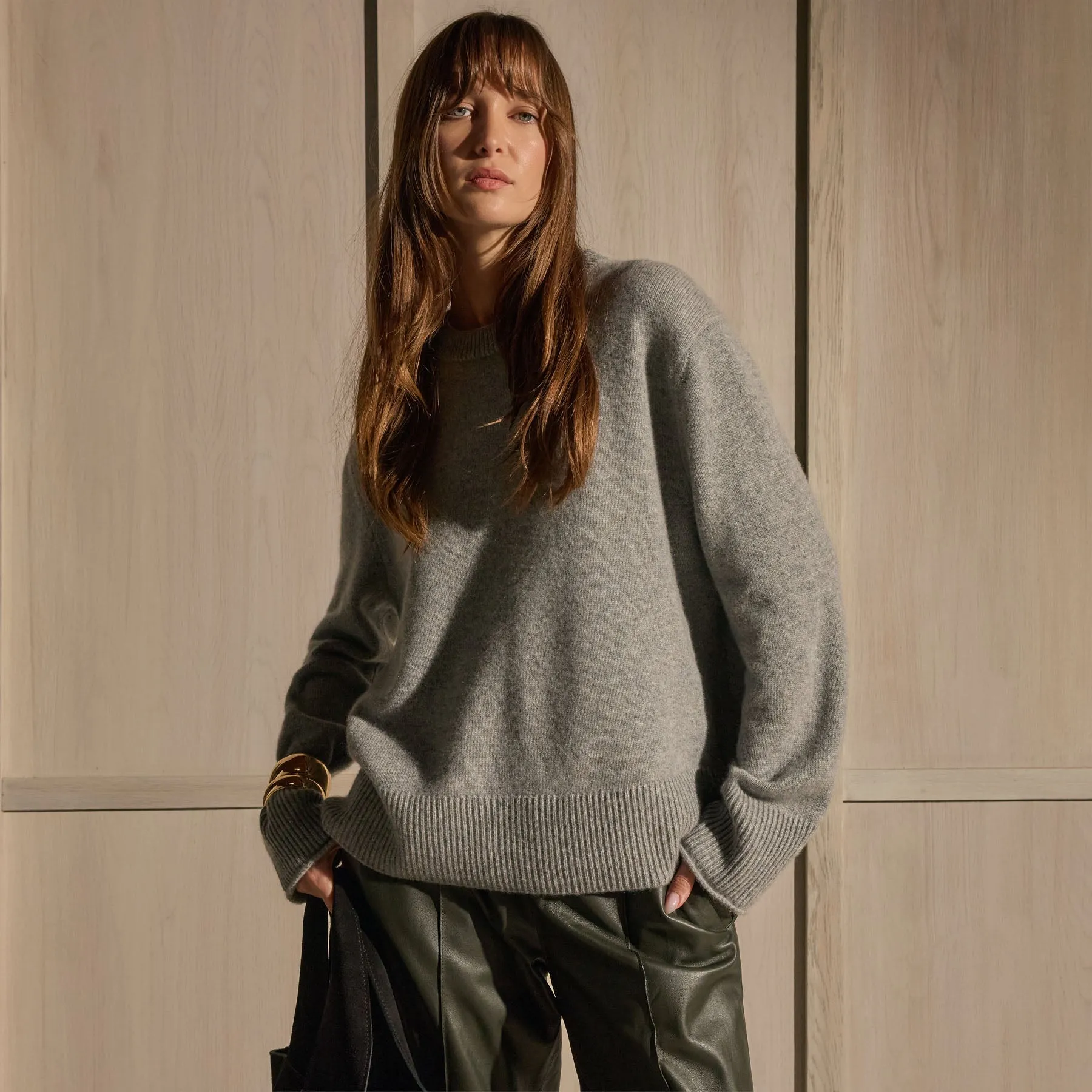 Cashmere Crew Neck Sweater - Heather Grey sold by James Perse product image thumbnail 5