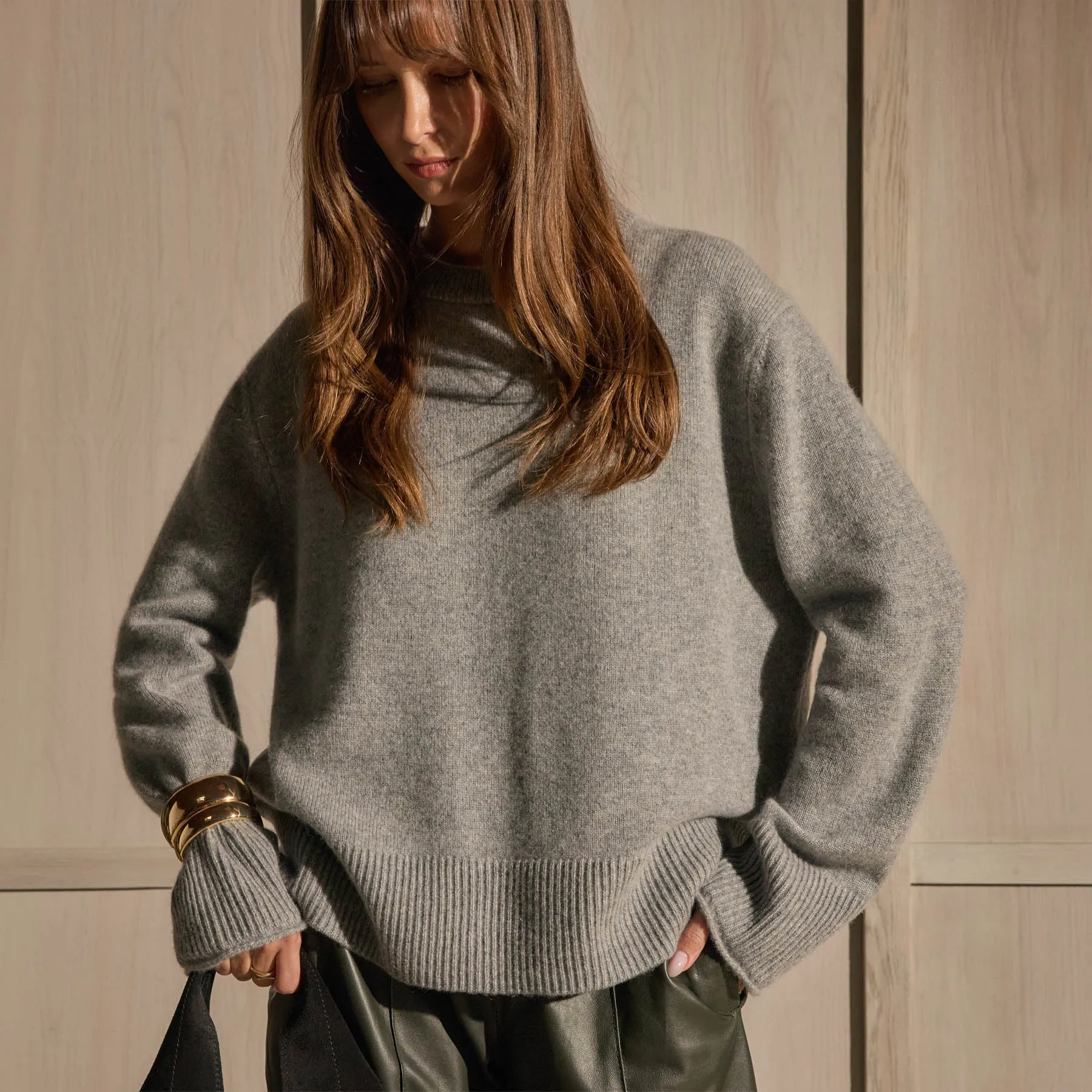 Cashmere Crew Neck Sweater - Heather Grey sold by James Perse product image thumbnail 4