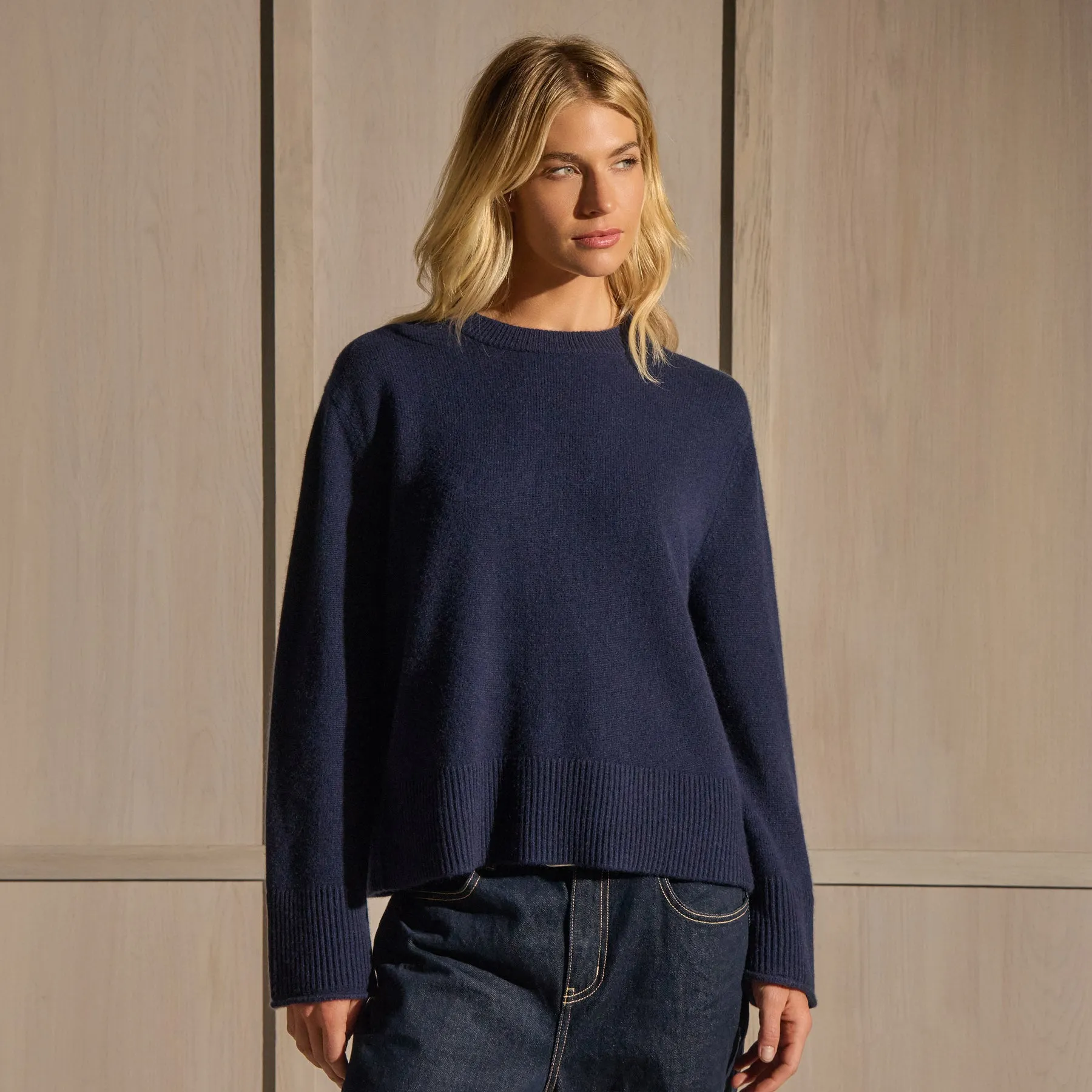 Cashmere Crew Neck Sweater - Navy sold by James Perse