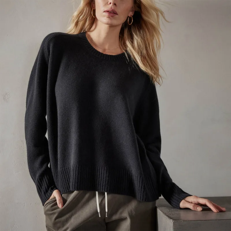 Recycled Cashmere Crew Neck Sweater - Black sold by James Perse