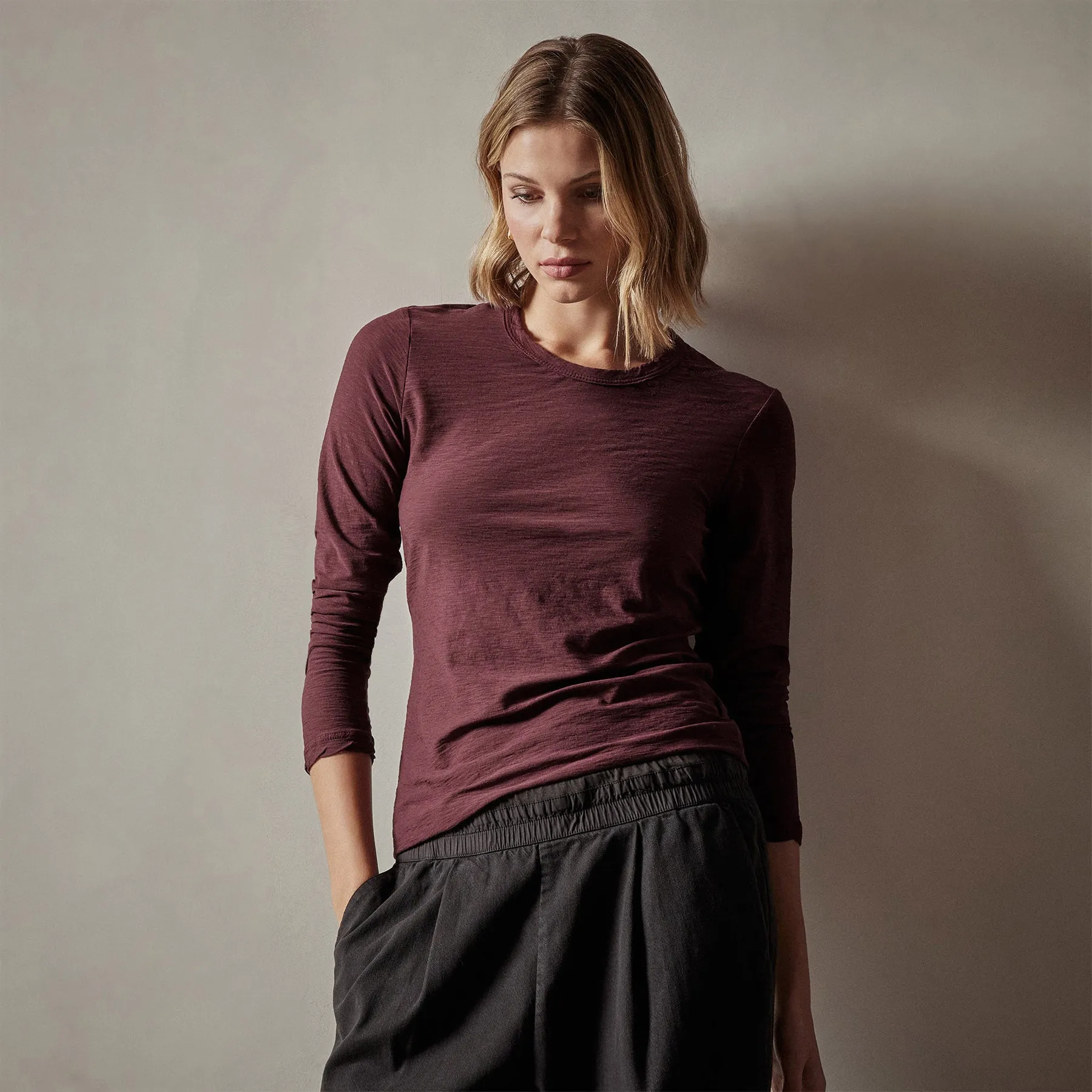 Sheer Slub Long Sleeve Crew - Cordova sold by James Perse product image thumbnail 3