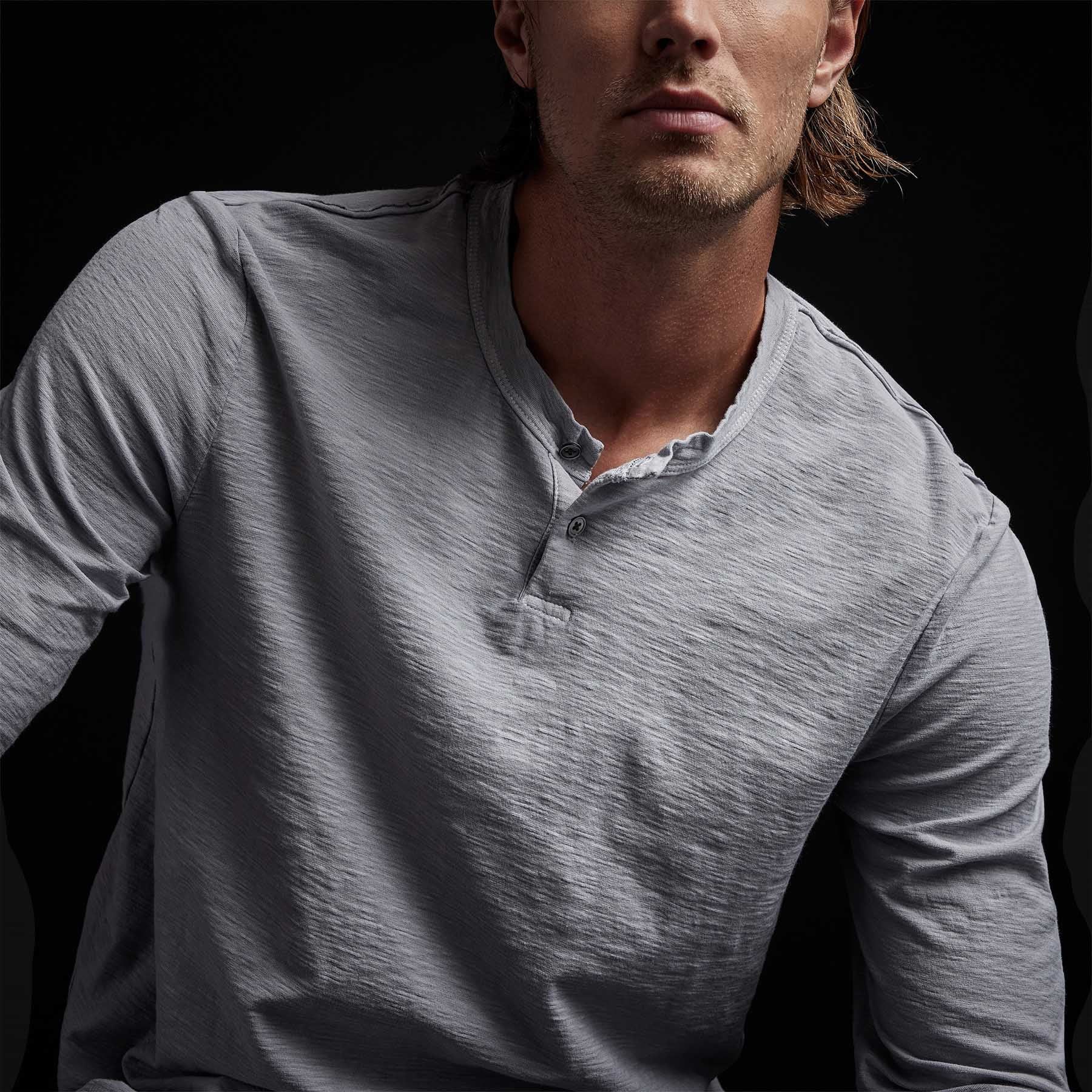 Reverse Slub Jersey Henley - Blue Fog Pigment sold by James Perse product image thumbnail 2