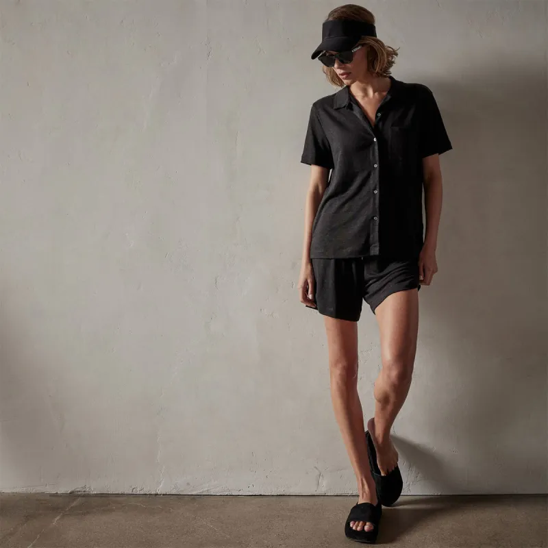 Linen Jersey Shirt - Black sold by James Perse