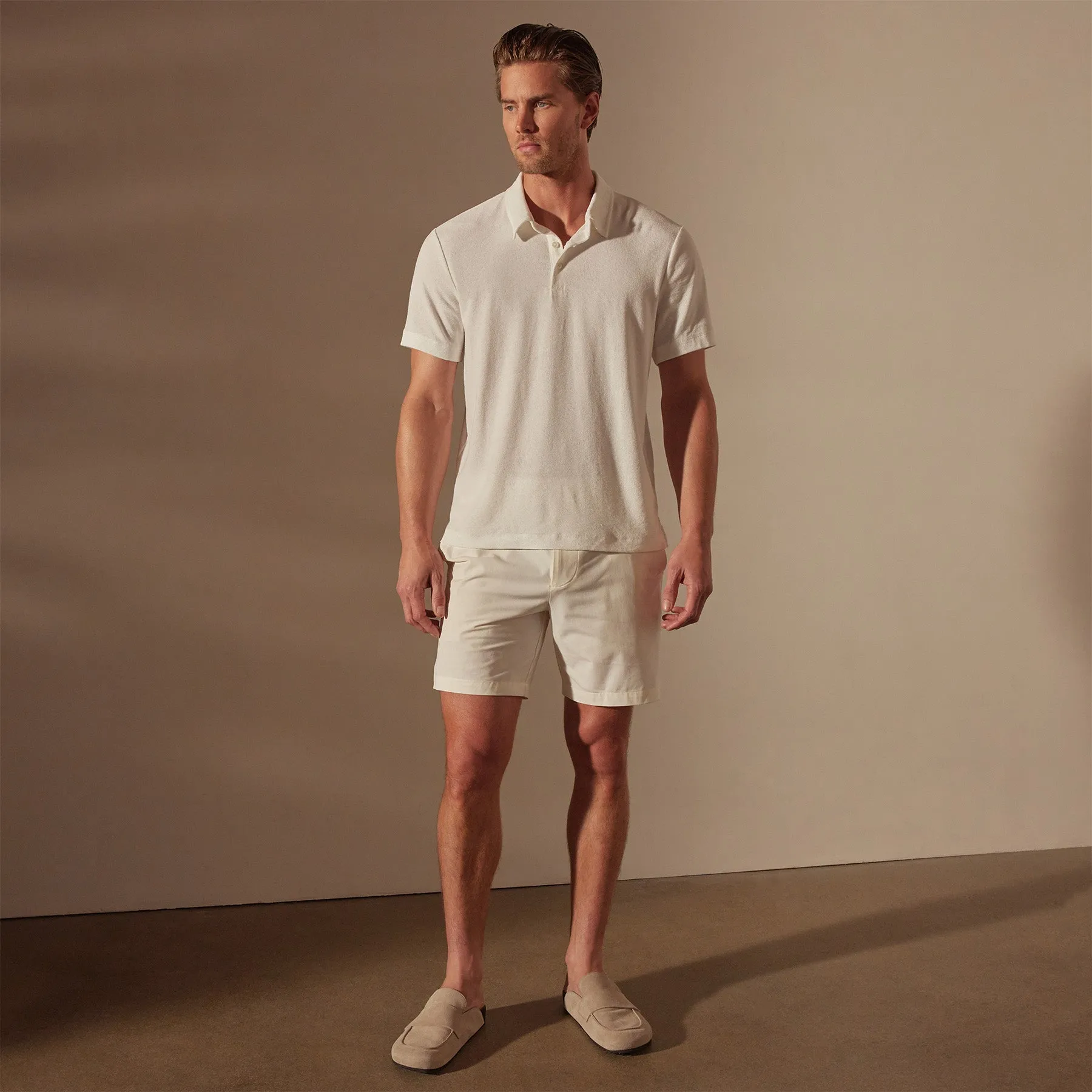 Cotton Terry Short Sleeve Polo - White sold by James Perse product image thumbnail 3