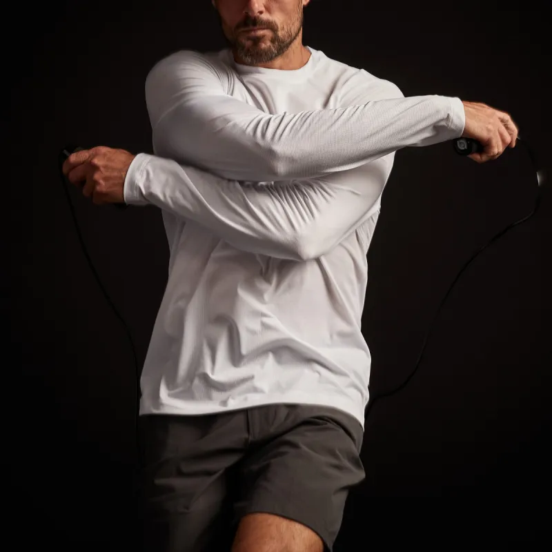 Perforated Performance Crew - White sold by James Perse