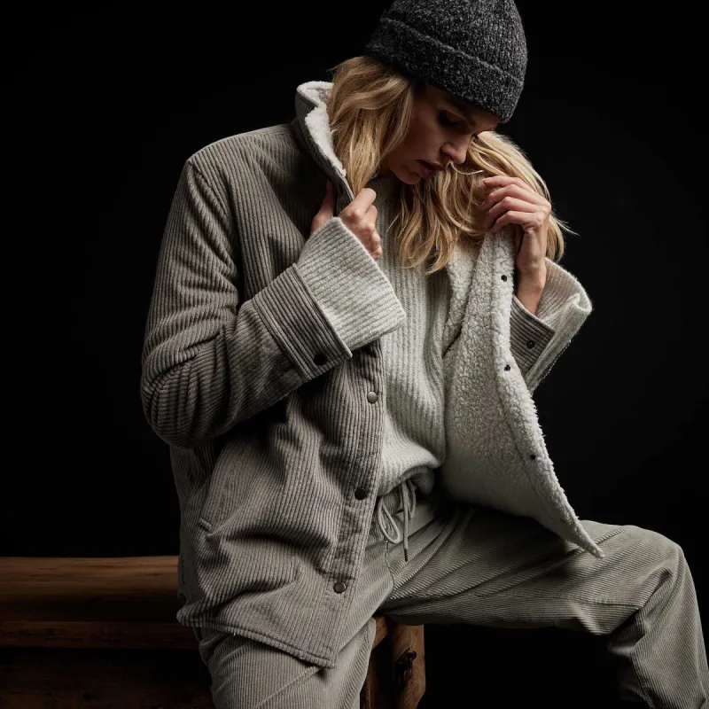Sherpa Lined Corduroy Shirt Jacket - Concrete sold by James Perse