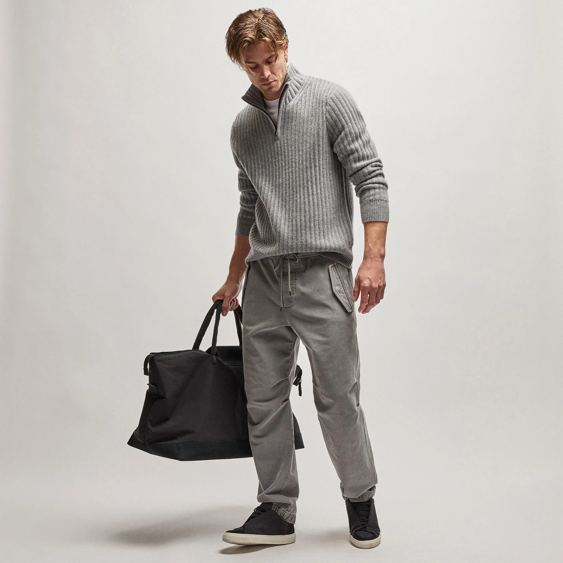 Cashmere Rib Half Zip Sweater - Heather Grey sold by James Perse product image thumbnail 2