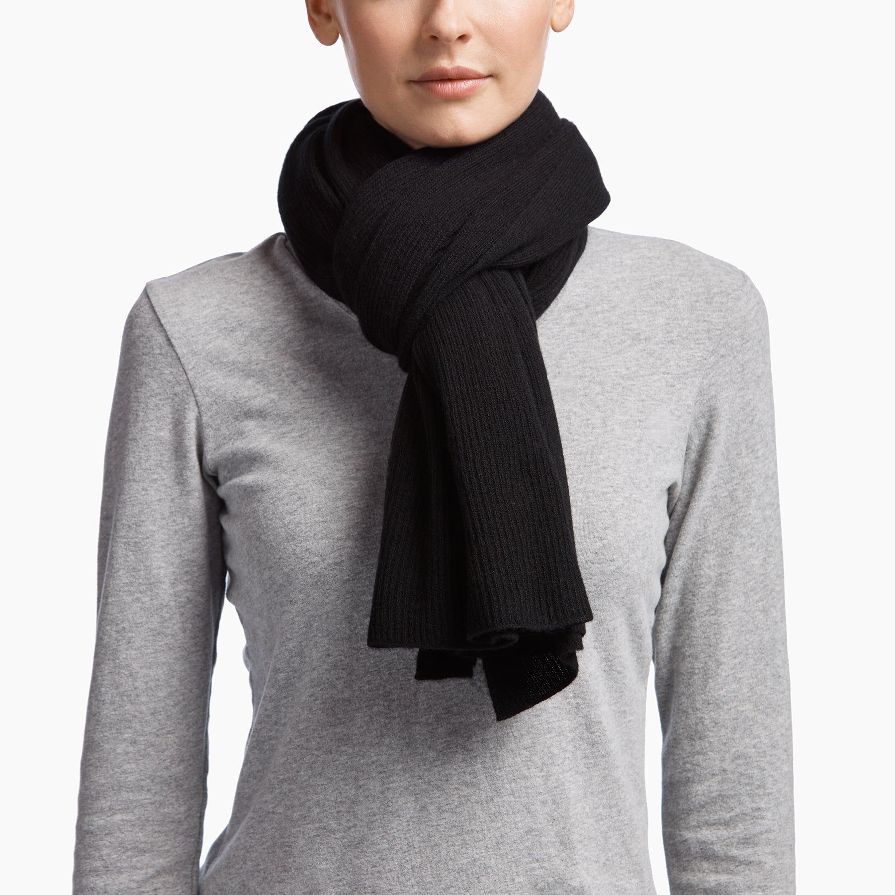 Ltweight Cashmere Rib Scarf - Black sold by James Perse product image thumbnail 2