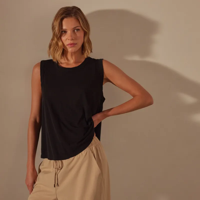 Fine Gauge A Line Tank - Black sold by James Perse