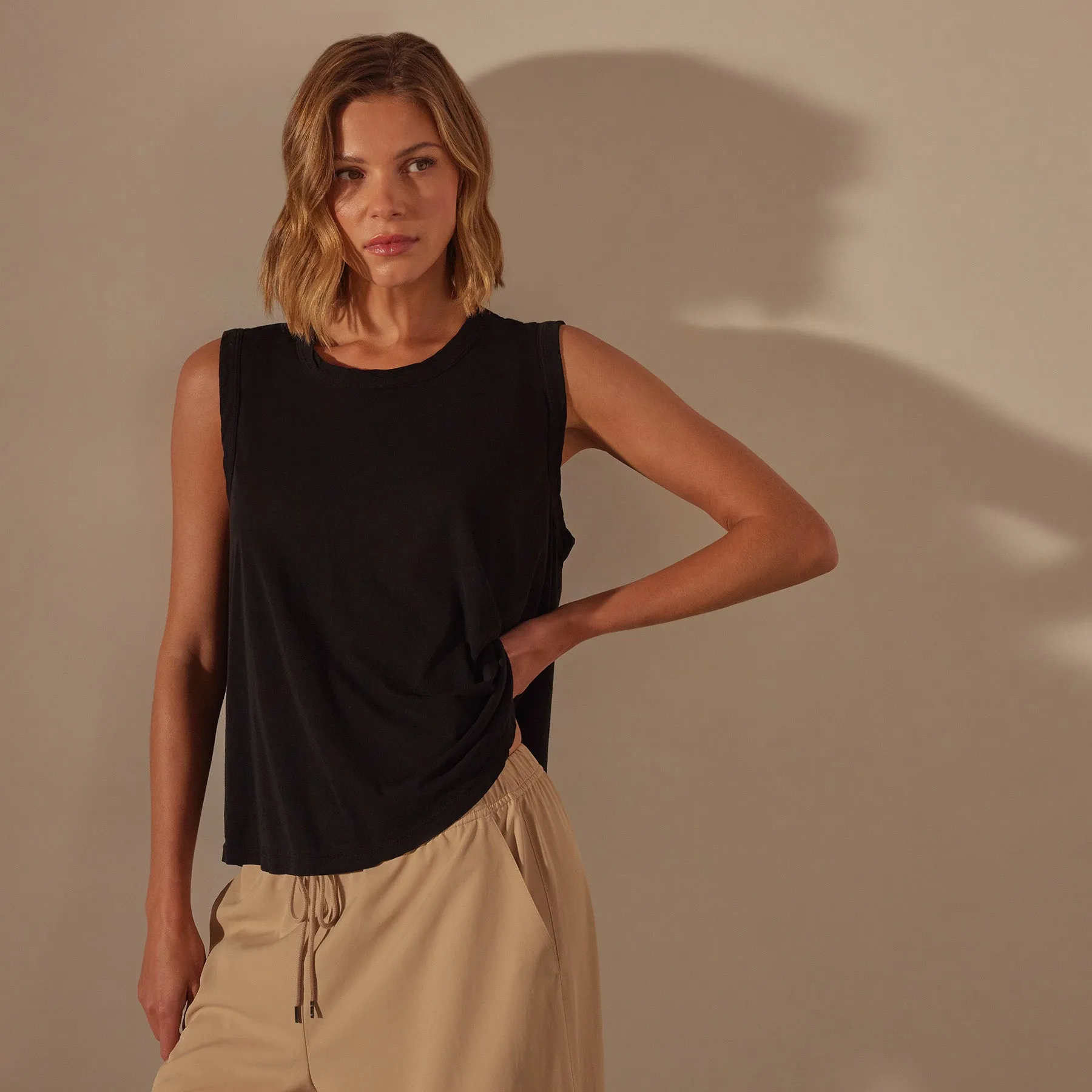 Fine Gauge A Line Tank - Black sold by James Perse