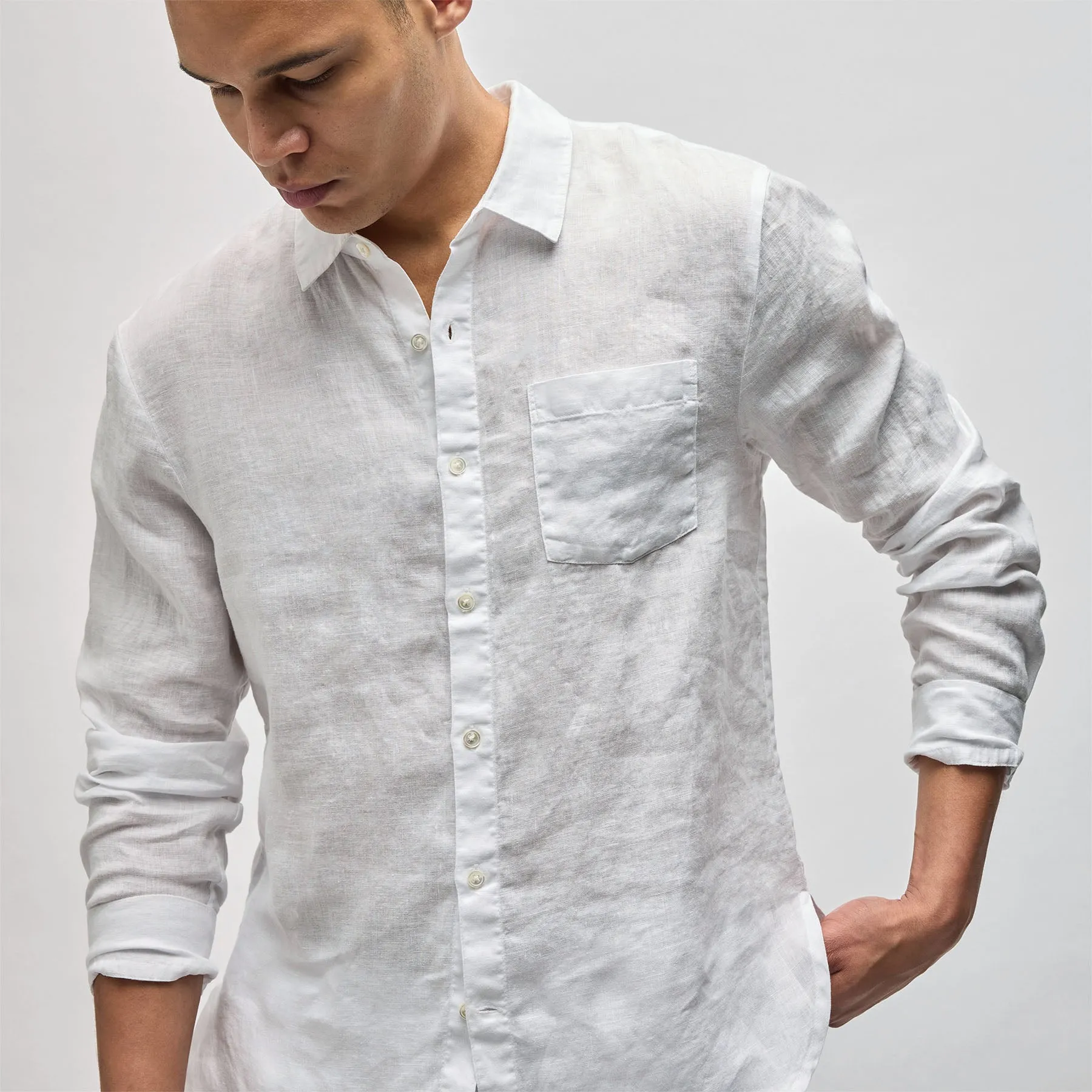 Lightweight Linen Shirt - White sold by James Perse product image thumbnail 2