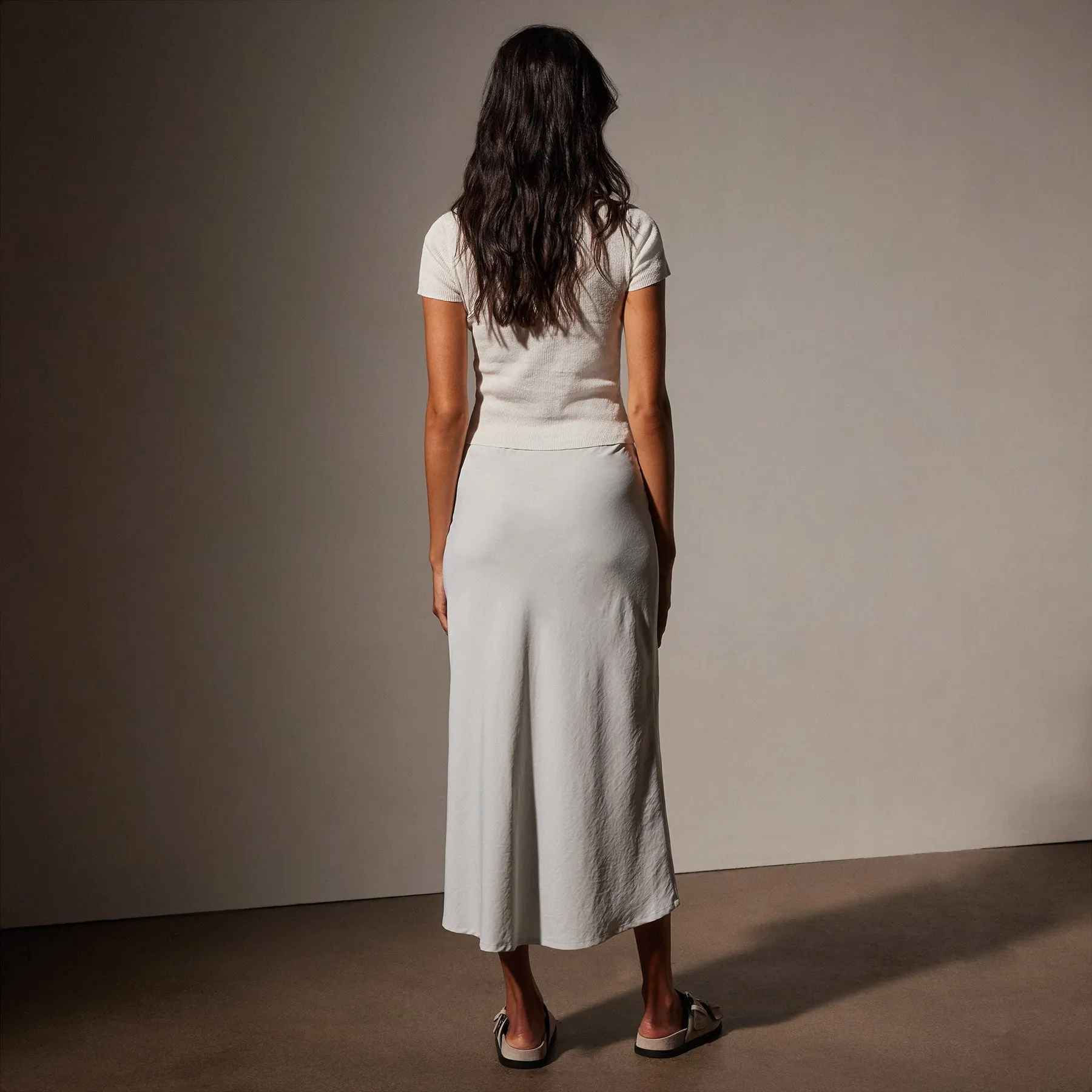 Lightweight Matte Sateen Bias Cut Skirt - Frost sold by James Perse product image thumbnail 4