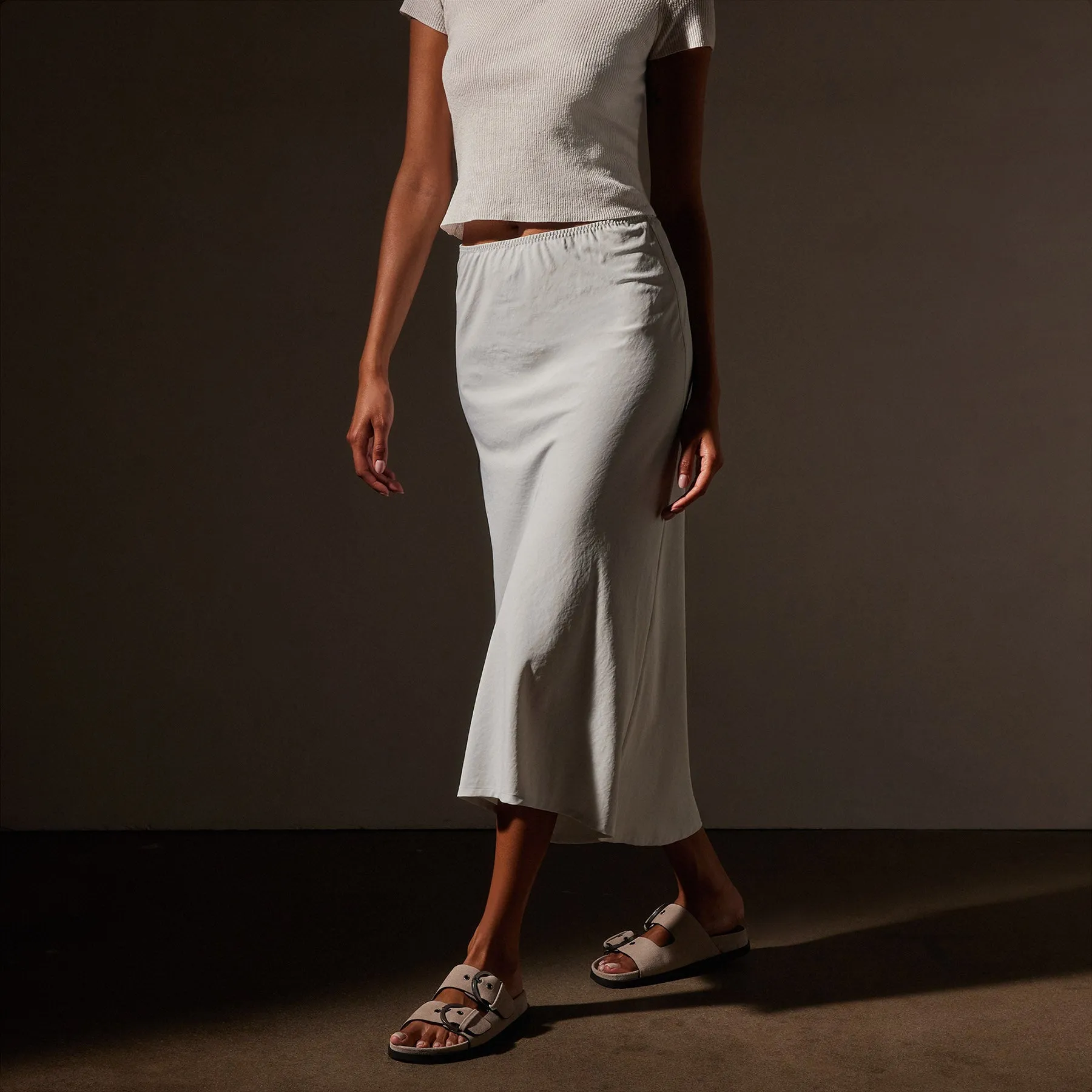 Lightweight Matte Sateen Bias Cut Skirt - Frost sold by James Perse product image thumbnail 2