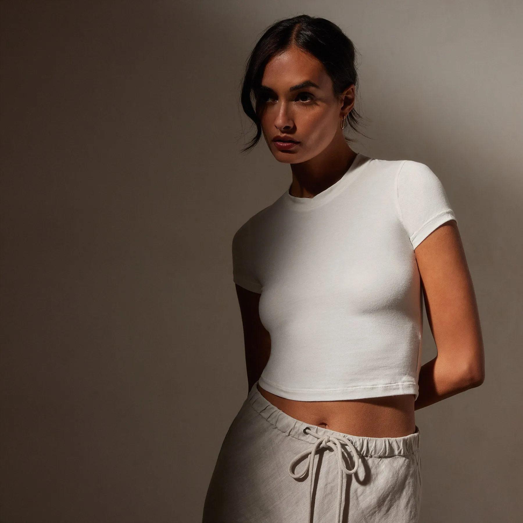 Short Sleeve Cropped Tee - White sold by James Perse