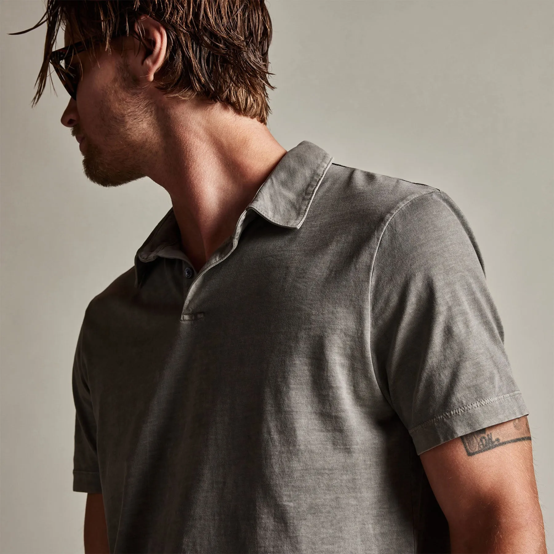 Sueded Jersey Polo - Burro Pigment sold by James Perse product image thumbnail 2