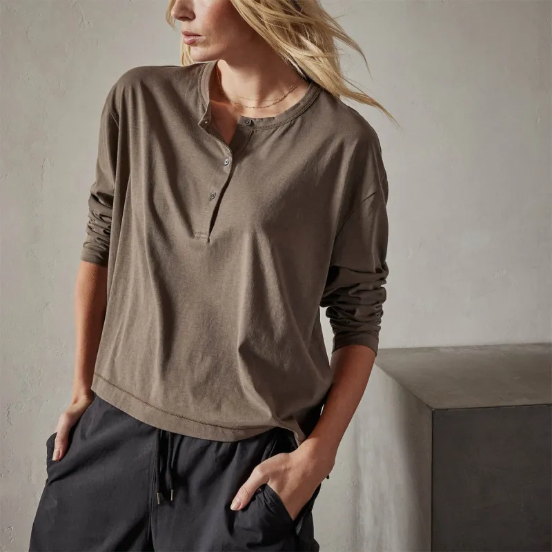 Clean Finish Jersey Henley - Old Whiskey sold by James Perse