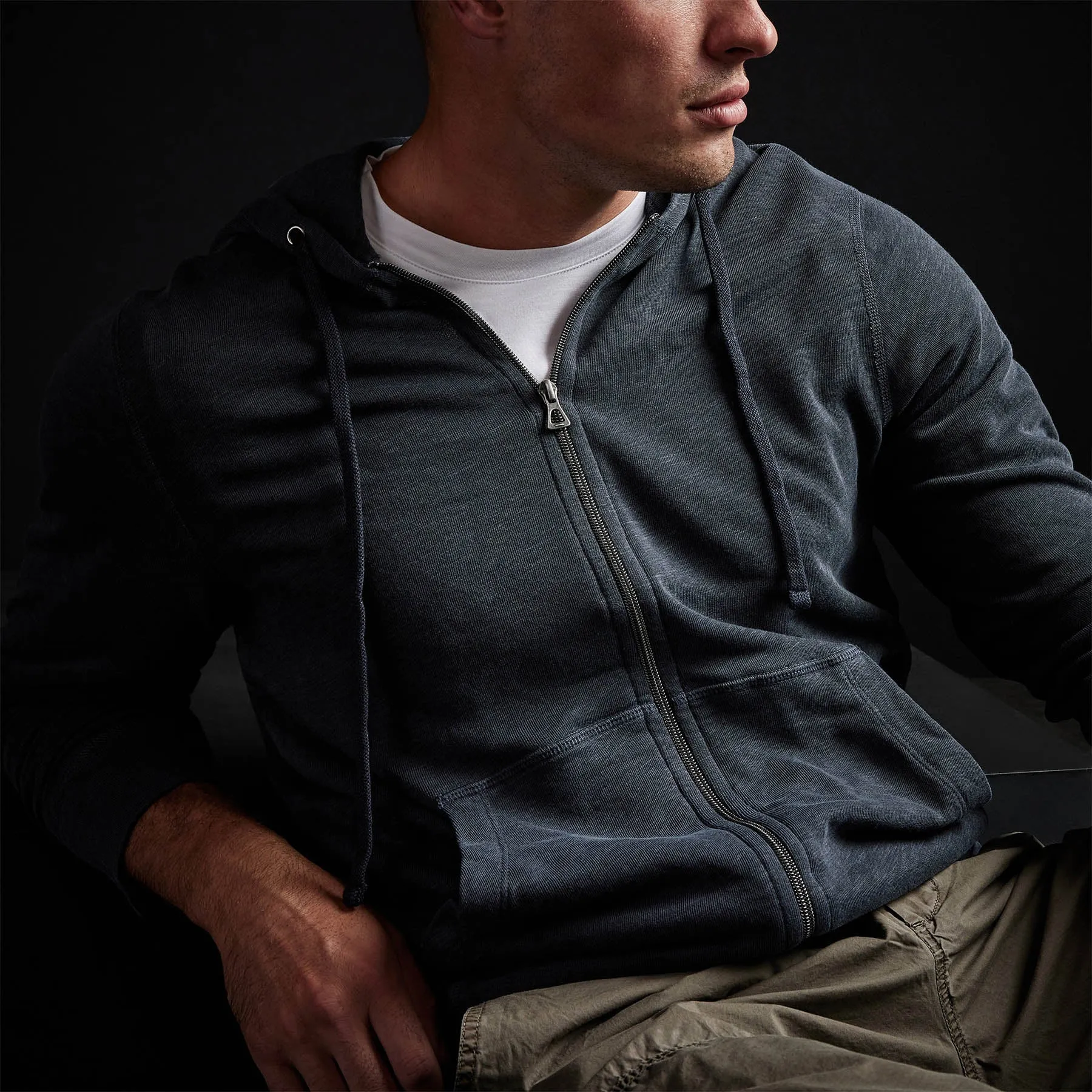 Vintage French Terry Zip Up Hoodie - Titan Pigment sold by James Perse product image thumbnail 4
