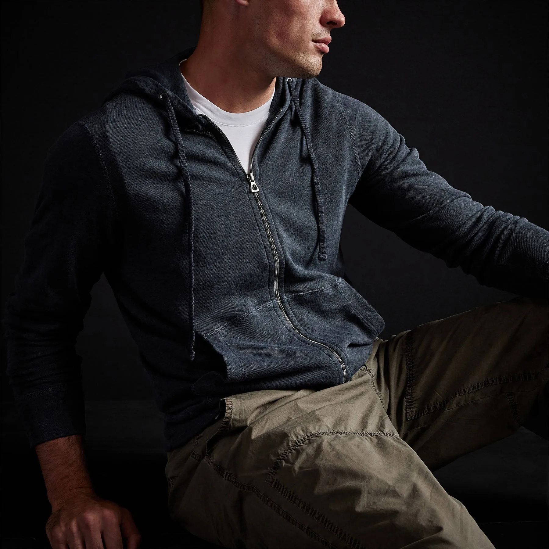Vintage French Terry Zip Up Hoodie - Titan Pigment sold by James Perse product image thumbnail 2
