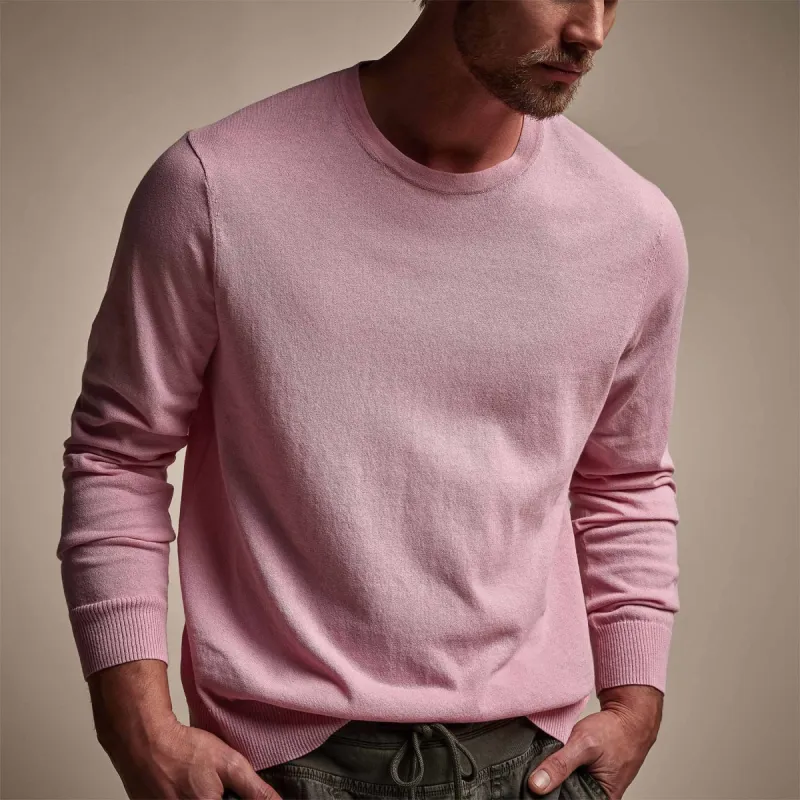 Stretch Cotton Crew Sweater - Peony sold by James Perse