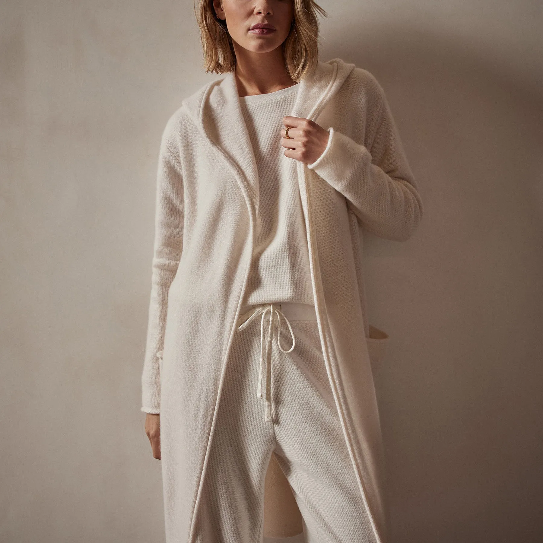 Recycled Cashmere Hooded Robe - Ivory sold by James Perse product image thumbnail 3