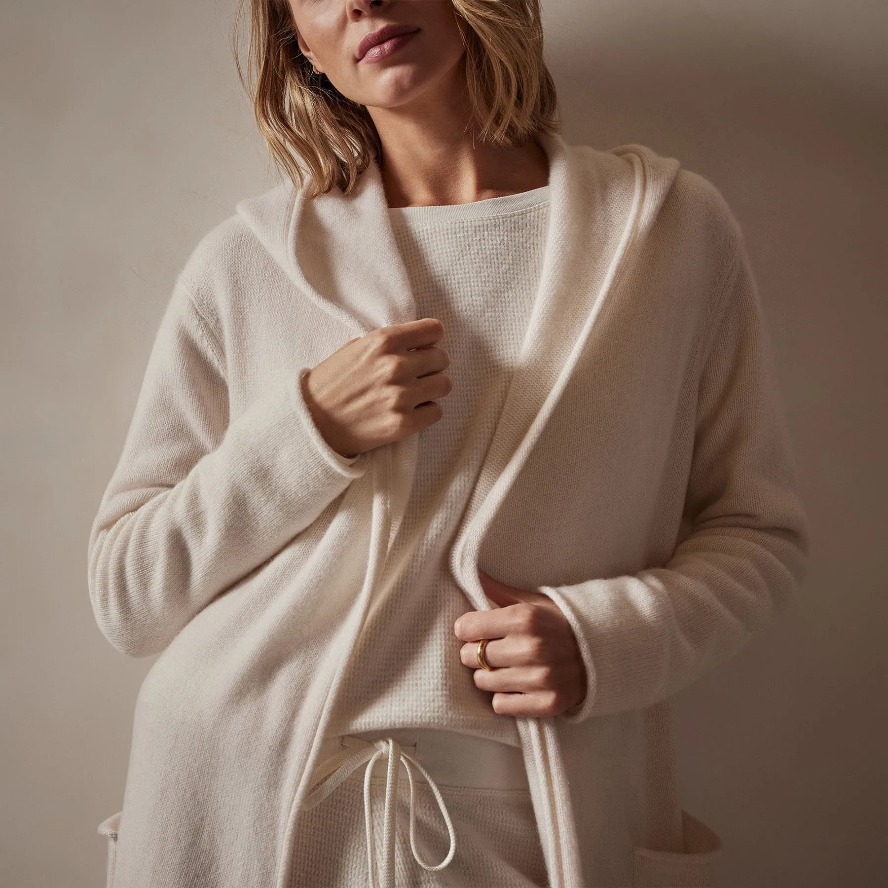 Recycled Cashmere Hooded Robe - Ivory sold by James Perse product image thumbnail 4