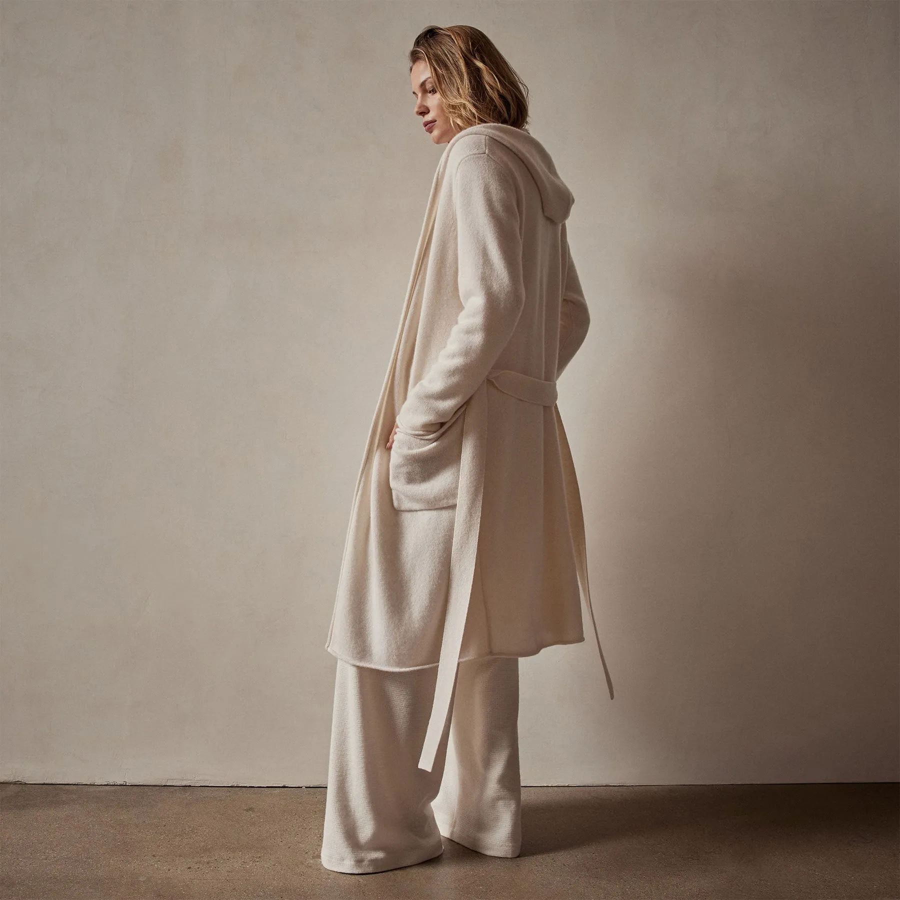 Recycled Cashmere Hooded Robe - Ivory sold by James Perse